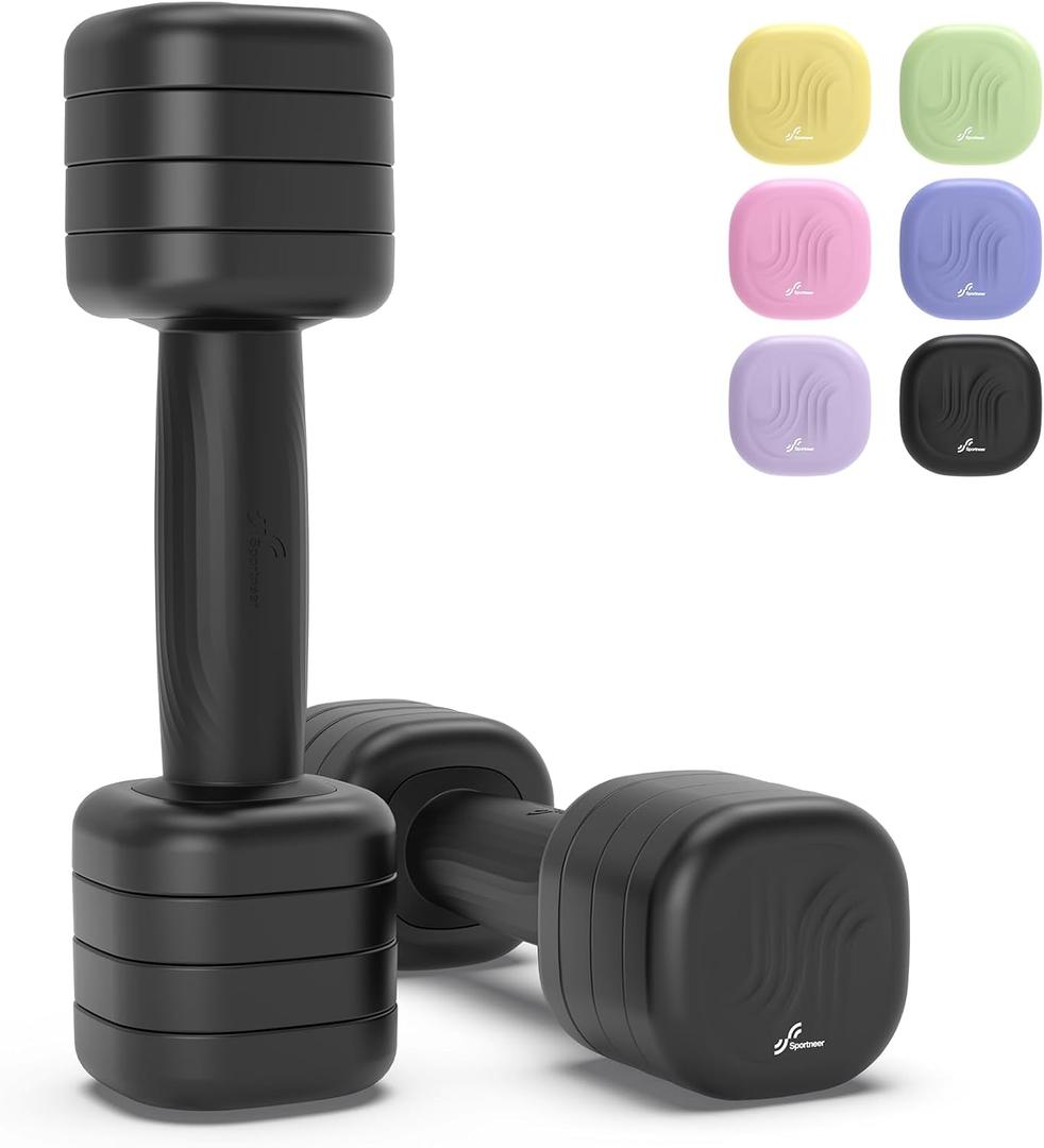 Adjustable Dumbbell Set of 2: Sportneer 4 in 1 Free Weights Dumbbells Set for Women, Hand Weights for Women at Home, Each 2lb 3lb 4lb 5lb Weights with Soft Rubber Handle for Home Gym Exercise Training (Twilight Black)