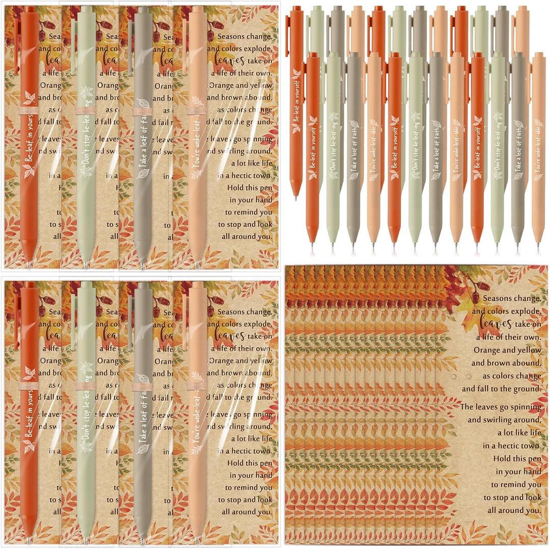 36 Sets Thanksgiving Gifts Bulk Thanksgiving Party Favors Fall Ballpoint Pen Autumn Greeting Thank You Poem Cards Motivational Fall Gifts for Coworkers Employee Teacher Women Friends