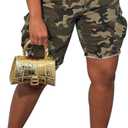 Famnbro Women Camo Shorts Slim Fit Camouflage Cargo Shorts Casual Army Fatigue Shorts with Pockets, Large