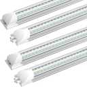 SHOPLED LED Shop Light 4FT, 45W 6300LM 5000K Daylight White, V-Shape Linkable T8 LED Tube Lights, 4 Foot Shop Lights for Workshop, Garage, Warehouse, Basement, ETL Listed, 4-Pack
