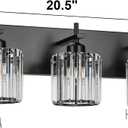 Black Crystal Bathroom Vanity Lights, Modern 3-Lights Bathroom Lighting Fixtures Over Mirror, Crystal Wall Lighting with Round Shade