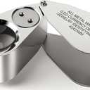 Leffis 40X Jewelers Loupe Magnifier Magnifying Glasses, LED/UV Illuminated Jewelry Loop Pocket Folding Magnifying Glass with Metal Construction for Close Work, Gardening, Kids, Stamp, Rock Collecting (1 Pack)