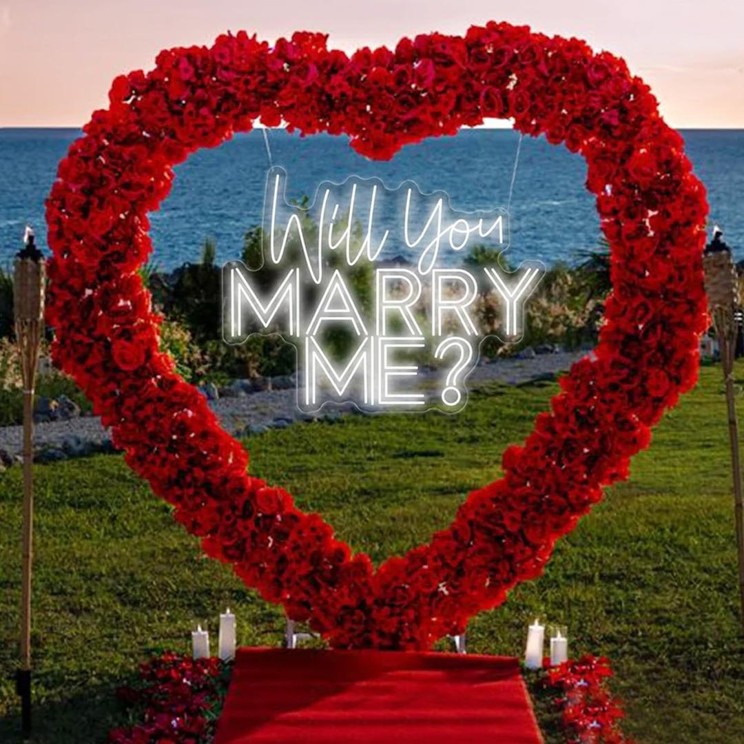 Will You Marry Me? LED Neon Light Sign | 23X17.5 Inch - Warm White | Custom Wedding Neon Sign, Marriage Proposal Decor, Home Wall Decor, Wedding Party Backdrop