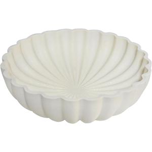 L'ARL GMVOI Large Decorative Bowl - Modern Handicraft Bowls for Home Decor - Fruit Bowl for Kitchen Counter - Key Bowl for Entryway Table - Ruffle Centerpiece Bowl Decor,Artificial Stone White