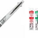 uni Jetstream 4&1 Red Green Blue and Black 0.7mm Ballpoint Multi Pen and 0.5mm Mechanical Pencil (White) + Refill 4 Colors 0.7mm Set