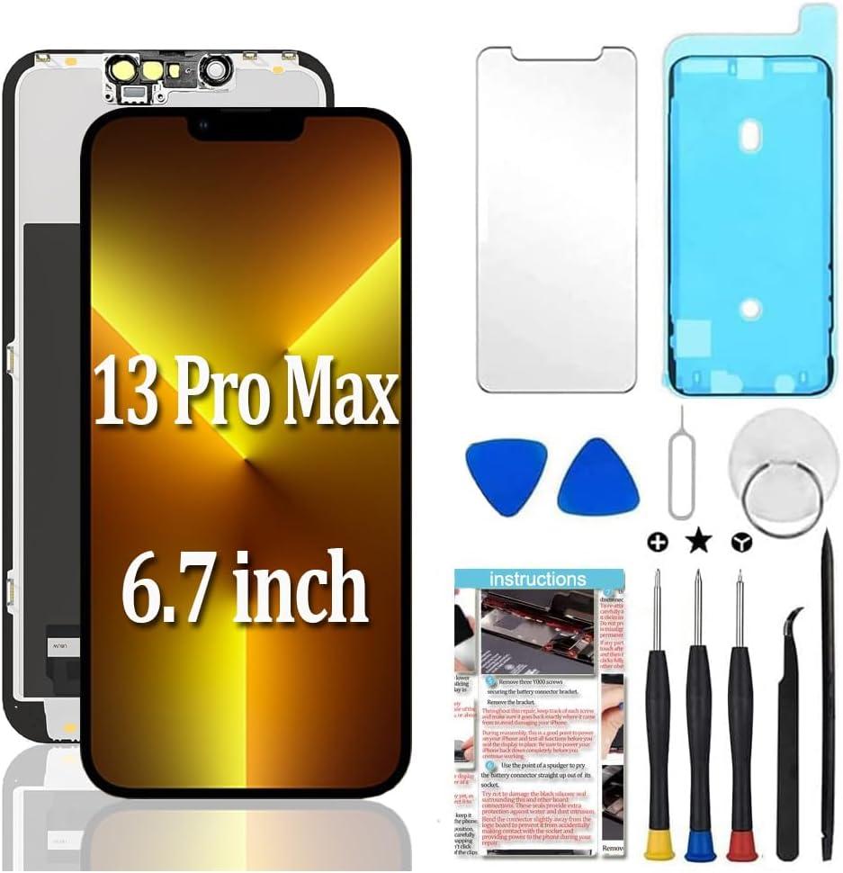 for iPhone 13 Pro Max Screen Replacement 6.7 inch, 3D Touch LCD Display Digitizer Assembly with Repair Tools,Compatible with Model A2484, A2641, A2643, A2644, A2645