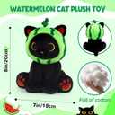 Cat Plush Toys- 8inch Cute Stuffed Cat with Removable Fruit Hood