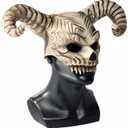 2 x Kuberas Demon Skull Mask Devil Antelope Sheep Horn Full Head Mask Animal Skull Mask Ram Horns Scary Halloween Mask for Adult (One Size)