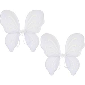 Beistle White Fairy Wings  2 Pack, Small Lightweight Nylon Butterfly Costume Wings with Elastic Straps, Fantasy Cosplay Accessories for Halloween, Fairy Dress-Up Parties and Events, 14.5 x 16