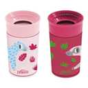 Dr. Brown's Milestones Cheers 360 Cup Spoutless Transition Cup, Travel Friendly & Leak-Free Sippy Cup, Pink Leopard  Red Lemur, 10 oz/300 mL, 2 count (1 pack)