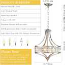 Brushed Nickel Crystal Chandeliers for Dining Room, Modern Round Light Fixture for Kitchen Hallway Bedroom Foyer Living Room, 4 Lights Farmhouse Adjustable Height Hanging Light, 16 Inch