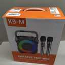 Karaoke Machine, Portable Bluetooth Speaker with 2 Wireless Microphones for Adults & Kids with Lights, Karaoke Microphone with PA System Supports USB/TF/REC/FM/AUX for Home Party Home System Packages (Black)