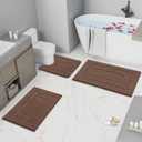 Buganda Bathroom Rugs, 30" x 20", Soft and Absorbent Microfiber Bath Rugs, Non-Slip Shaggy Shower Carpet, Machine Wash Dry Bath Mats for Bathroom Floor, Tub and Shower, Brown