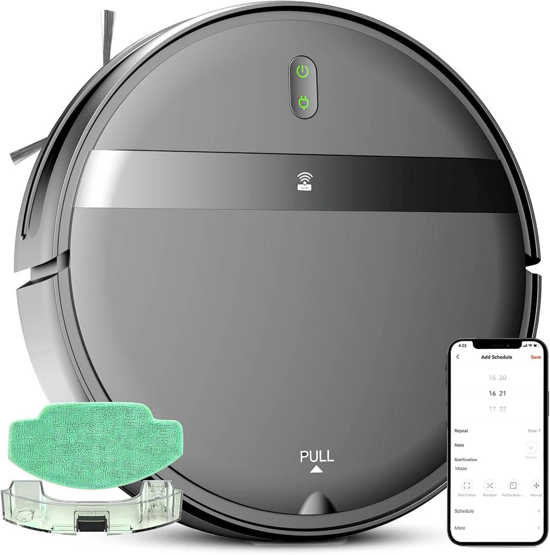 Robot Vacuum and Mop Combo, App/Alexa Control, Smart Robot Vacuum Cleaner, Ultra-Thin, Automatic Recharge Robotic Vacuum Cleaner for Pet Hair/Carpet/Hard Floor (Black + Dark Purple)