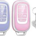 LECART Key Fob Covers Fit for Honda 2025 2024 2023 2022 CR-V Civic Pilot Accord HR-V Sport Touring 5 Buttons TPU Key Fob Case Soft Car Key Shell Protector 2 Pack Blue & Pink