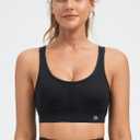 Yvette Supportive Sports Bra Adjustable Straps Plus Size Workout Running High Impact Sports Bras for Women Sewn in Pads (Black, L)