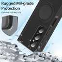 HikerClub for Galaxy Z Fold 7 (2025) Magnetic Stand Case, 360 Rotatable Ring Holder, Slim Fit Anti-Scratch Translucent Frosted Black Shockproof Cover