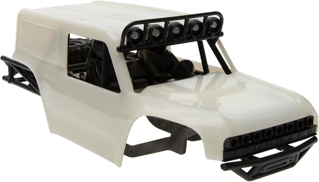 MEUS RACING MB24 SCX24 Body 5.2in 132MM Body Shell ABS+Nylon Carbon Fiber Chassis for 1/24 Axial SCX24 Bronco JLU B-17 C10-(Primary Color) (White)