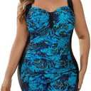 Halcurt Women's Plus Size Boyleg One Piece Swimsuit with Shorts Ruched Tummy Control Modest Bathing Suit, 2X