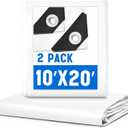 2 Pack 10 x 20 ft 5.5 Mil Large Tarps Heavy Duty Waterproof Tarp Multi Purpose Tent Cover for Home Boats Cars Camping Patio Furniture Roof Emergency Rain Protective Cover, White