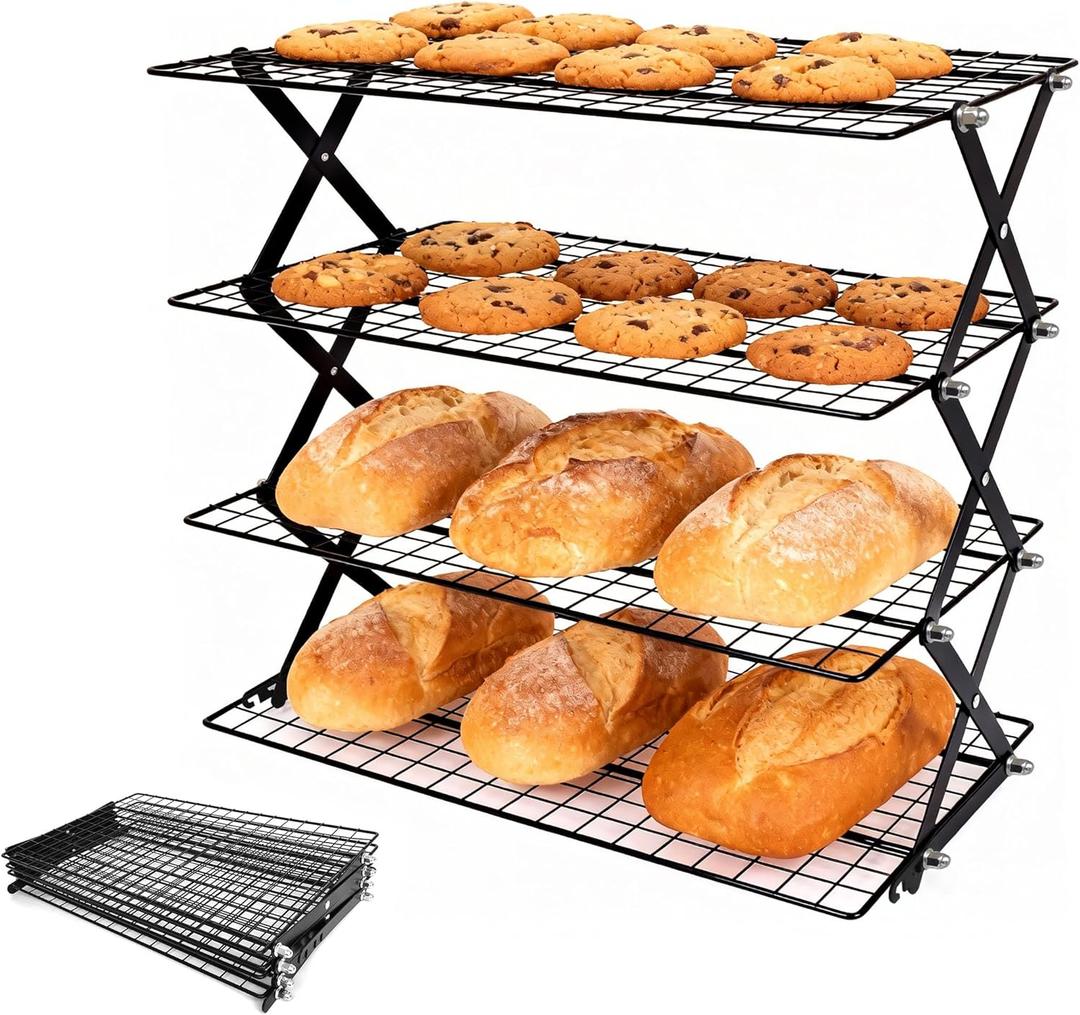 4 Tier Collapsible Cooling Rack for Baking, Cookie Baking Gadgets, Adjustable  Stackable Stainless Steel Baking Rack for Baking, Cookies, Bread, Gifts for Baking Must Haves