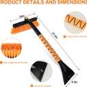 26" Car Snow Brush & Ice Scraper | 2 - in - 1 Winter Tool with Premium Bristles for Cars/SUVs/Trucks  Rotating Head, Heavy - Duty ABS | Ergonomic Foam Grip (FlameFoam Orange)