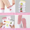 4 Pairs Cute Pilates Grip Socks for Women Yellow (Purple)
