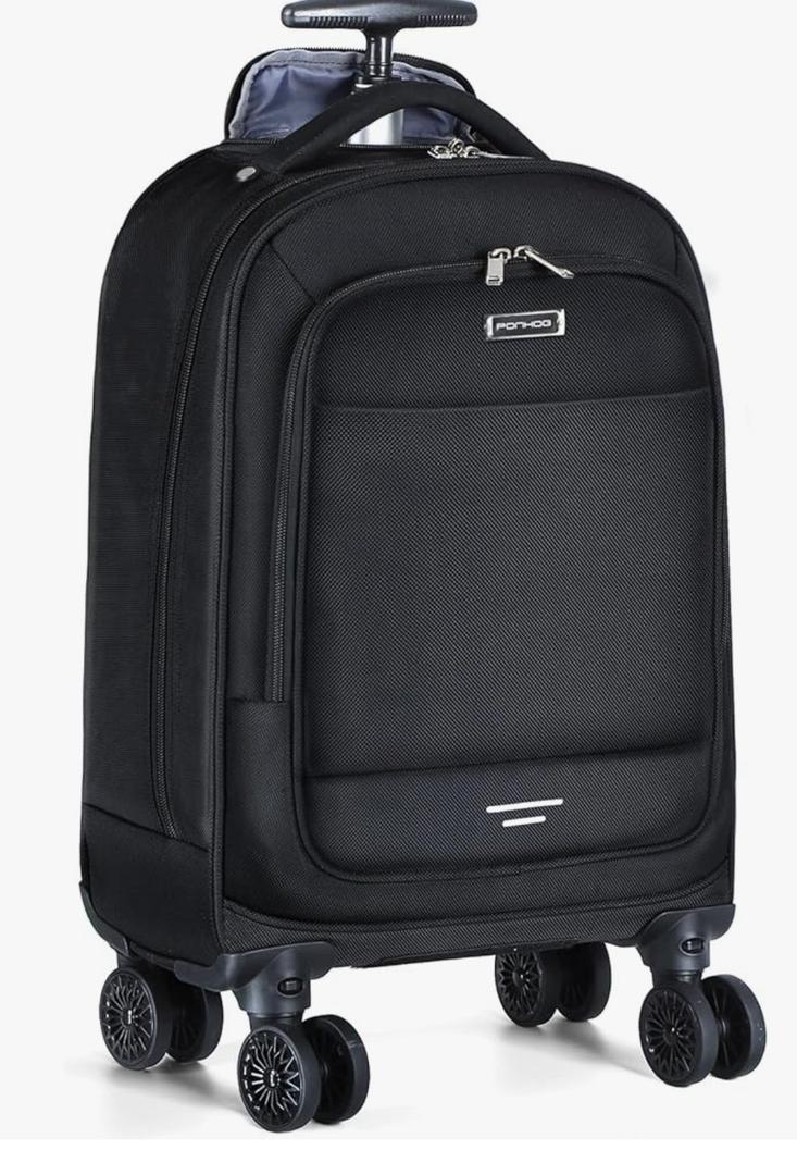 Rolling Backpack, 15.6 inch Laptop Backpack with 4 Spinner Wheels, Carry on Travel Backpack Water Resistant Wheeled Backpacks for Women Men Suitable for Overnight College Work, Black