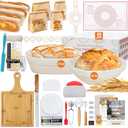 Aliggbent 40Pcs Sourdough Bread Baking Supplies, 10'' Round & Oval Banneton Bread Proofing Baskets with 24 oz Sourdough Starter Jar Kit, Digital Scale, Cutting Board, Knife, Bags ＆ Bread Making Tools