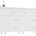 Huuger 70 Inch White Dresser for Bedroom, TV Stand for 65, 75, 80 Inch TV, 13 Fabric Drawer Long Dresser, Wide Chest of Drawer, Storage Units for Bedroom