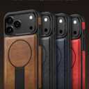 Strong Magnetic for iPhone 17 Pro Max Case Leather,[Compatible with MagSafe], Adjustable Kickstand, Shockproof Protective Cover for iPhone 17 Pro Max ，Red