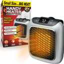 Ontel Handy Heater Turbo Wall Outlet Plug In Heater Portable Indoor Ceramic Space Heater w/Adjustable Thermostat, 12-Hour Timer, Auto Shut Off, Quiet Plug In Wall for Office, Bedroom, Camping