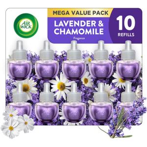 Air Wick Plug in Scented Oil Refill, 10ct, Lavender & Chamomile, Air Freshener, Essential Oils, Eco Friendly (0.67 Fl Oz (Pack of 10))