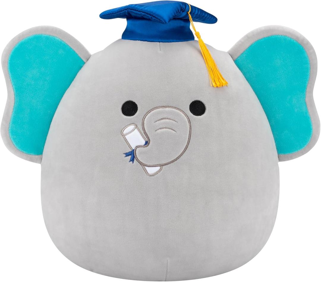 Squishmallows Original 12in Lemus The Grey Elephant with Graduation Cap  Official Jazwares Plush (Medium-Sized)