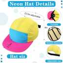 Cindeer 2 Pcs 80s 90s Neon Hat Neon Retro Semi Rimless Sunglasses, 80s Costumes Accessories for Women Men 90s Theme Party (One Size, Yellow Top)