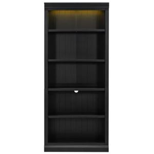 83.4" Tall Wood Bookcase with light strip,5-Tier Decor Bookshelves with Adjustable Shelves,Storage Organizer for CDs/Books/Movies, Free Standing