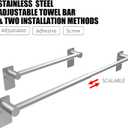 Towel Bar, 14inch to 25inch Adjustable Towel Holder Rod, Self Adhesive Wall Mounted Hand or Body Towel Rack for Bathroom Kitchen, Stainless Steel Organizer Single Bar (Brushed Nickel, 3 Pack)