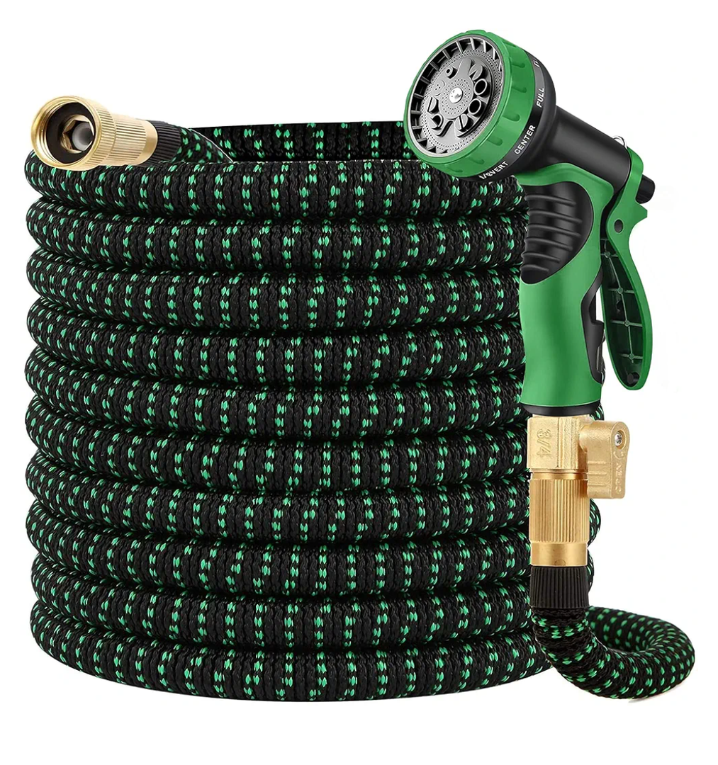 50 ft Expandable Garden Hose w/10 Functions Spray Nozzle, Water Hoses with 3/4" Solid Brass Connector, Flexible Lightweight Hose Expanding Water Pipe for Car Washing, Gardening