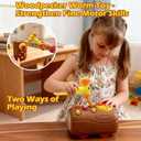 Press and Go Car Toys, Kids Train Set with Whack-A-Mole, Woodpecker Worm, Carrot Harvest Game, Car Racing Trucks for Toddler Travel Toys, Baby Learning & Education Train Birthday Boy Girl Gift