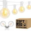 25Ft LED Outdoor String Lights, G40 Globe Patio String Lights Waterproof with 27 Shatterproof Bulbs, Hanging Outdoor Christmas Decorations Lights for Backyard Garden Bistro Wedding Party Decor, White