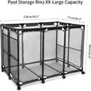 JEFEE Pool Storage Bins Rolling Pool Safety Storage Cart Standard Noodles Holder Organizer Container with Nylon Mesh, for Pool Floats Storage, Pool Toys Storage,Large Capacity Storage Bins 50.2"