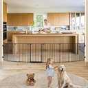 keny 190" Extra Wide Baby Gate, Adjustable Long Baby Fence for Indoor Use, Dog Gate Pet Gate for Stairs Doorways Fireplace, Large Baby Play Yard, Essentials for Families with Kids and Pets, Black