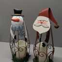 MorTime 2 Pack Christmas Candle Lantern with LED Lights, Metal Lighted Santa Claus Lanterns for Christmas Holiday Home Decorations