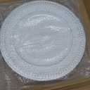 13" Vintage Charger Plates, Beaded Chargers for Dinner Plates Set of 6, Charger Plates Bulk Wedding, White