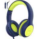 EarFun Kids Headphones Wired with Microphone, 85/ 94dB Volume Limit Headphones for Kids, Portable Wired Headphone with Shareport, Stereo Sound Foldable Headset for School/ Tablet/ iPad, Blue Lemon