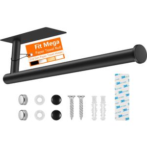 2nd Gen Paper Towel Holder Under Cabinet No Drilling, [More Sturdy] Self Adhesive or Drilling Paper Towel Holder Wall Mount for Kitchen, RV, [Fit Mega Paper Towel Roll] SUS304 Stainless Steel