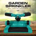Joeys Sprinkler for Yard, Rotating Garden Sprinkler with 3 Adjustable Arms, Weighted Base, Expandable Connection, Lawn and Yard Sprinklers (Green)