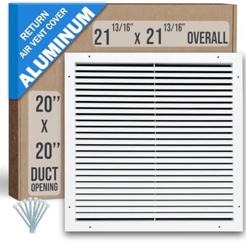 Fits 20x20 Duct Opening | Aluminum Return Air Grille by Handua | Vent Cover Grill for Sidewall and Ceiling | Rust Free | Durable Powder Coating | HVAC Cold Air Intake Grille | White