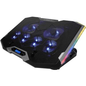 Gaming Laptop Cooler Fits up to 17 Inches, 6 Fans to Cool Your Laptop Powerful with 7 Colors RGB Illumination Switchable Patterns Black OWL-GNOTECOOLER-RGB