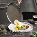 12 Inch Stainless Steel Crepe Pan - Titanium Ceramic Nonstick Crepe Pan, Stainless Steel Dosa Pancake Pan, Non Stick Flat Skillet Tawa Dosa Tortilla Griddle Pan, Induction Compatible, PFAS&PTFE Free